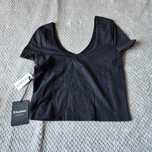 Playboy x PacSun Rhinestone Logo Crop Top - Picture 2 of 4